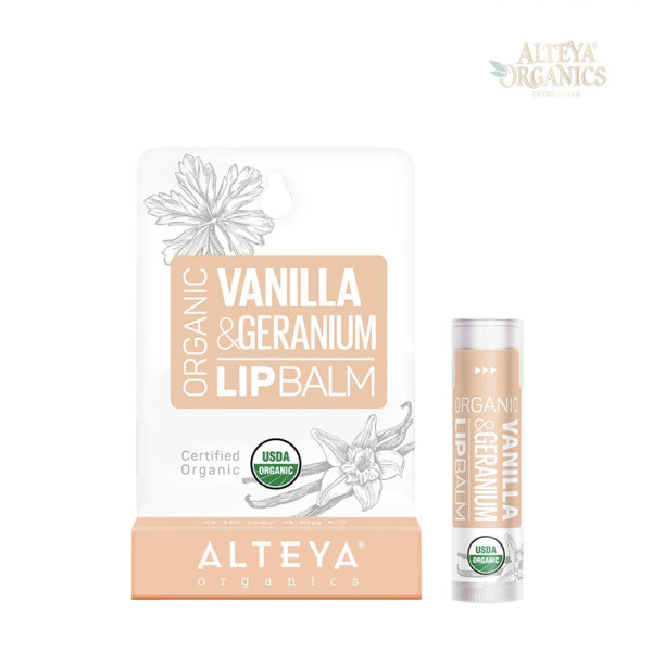 Organic Lip Balm Vanilla & Geranium 4.5ml
