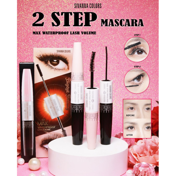 Sivanna 2 Step Mascara Max Waterproof Lash Volume - HF891